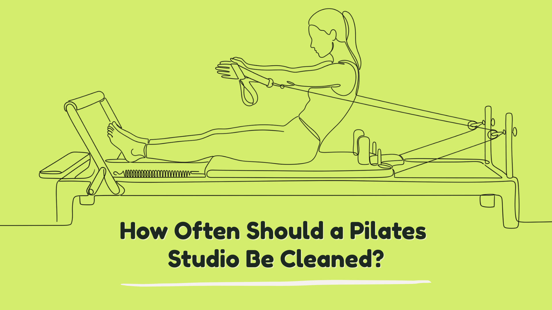 Line illustration of a person exercising on a pilates reformer